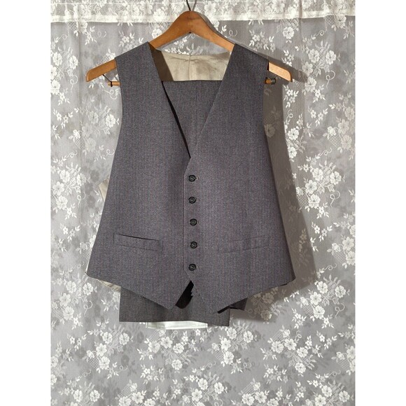 Vintage 70s 3 Piece Suit 1970s Polyester Gray Hipster Cool Anchor Man Size 44R - Picture 2 of 8